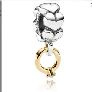 Pandora Silver and Gold Ring Charm with a real diamond
